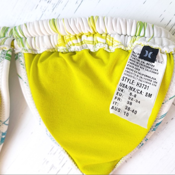 [SOLD] ☽ Hurley Bikini Top Plaid White Blue Green Halter Women's Size Small - Picture 3 of 3